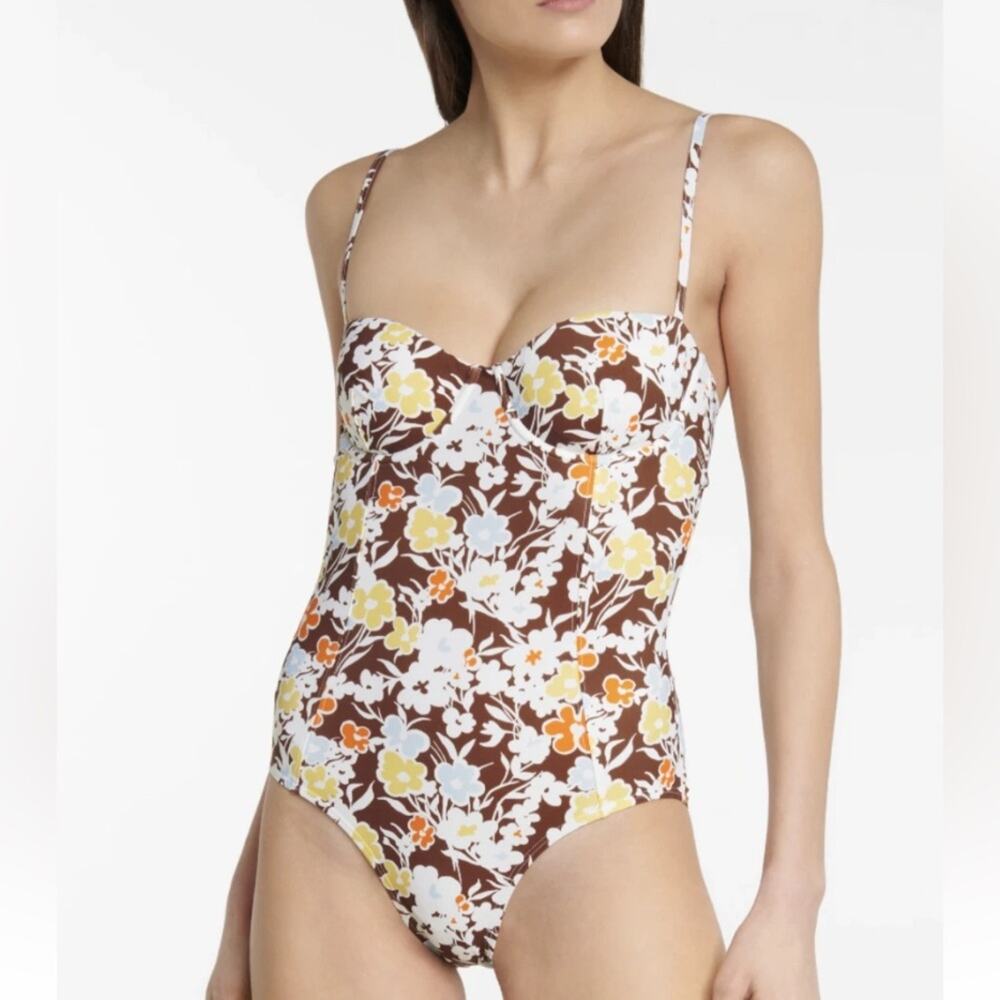 Tory Burch Lipsi Floral Print Underwire Balconette One Piece Swimsuit medium